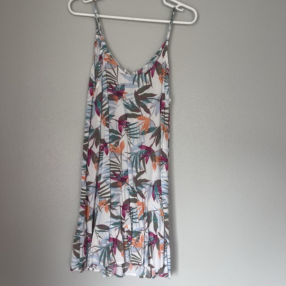 ROXY Tropical‎ Floral Womens Sundress Dress White Cream Sleeveless Medium Summer - Picture 9 of 9